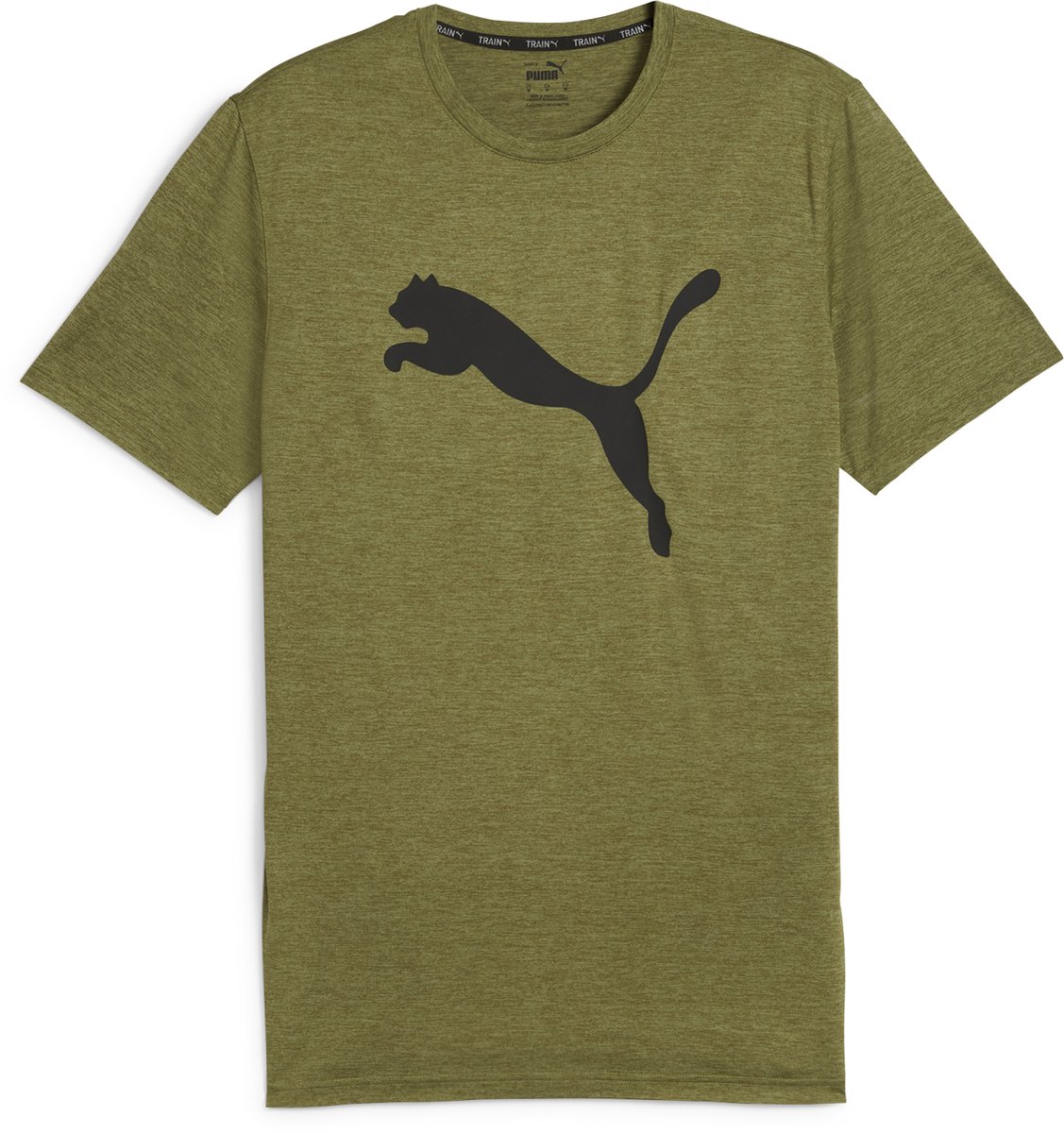 PUMA Train Fav Heather Cat Tee Heren Sportshirt Heather Groen