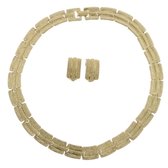 Behave Set - ketting - clip oorbellen - oorclips - goud kleur - schakel - dames - metaal - 40 cm