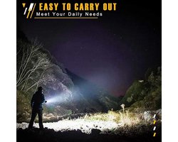 ALFLASH Oplaadbare Zaklamp Lantaarn Krachtig 8000 Lumen 6000 mAh LED Super Heldere Waterdichte Outdoor Handheld Spotlight Zaklamp Draagbaar Zoeklicht (Gouden)