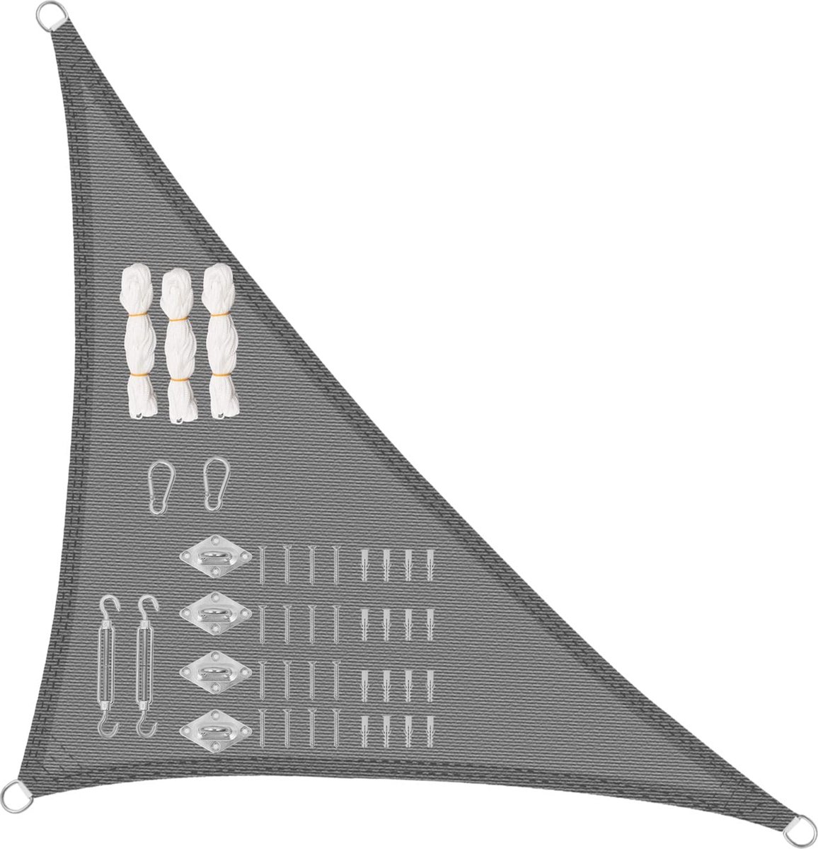 Rootz Driehoekig Zonnezeil - Schaduwluifel - Zonnescherm - UV-beschermer - Buitenhoes - Terrasluifel - Tuinscherm - Grijs - 3x3x4,25m