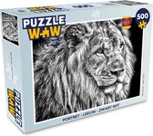 Puzzel Portret - Leeuw - Zwart wit - Legpuzzel - Puzzel 500 stukjes