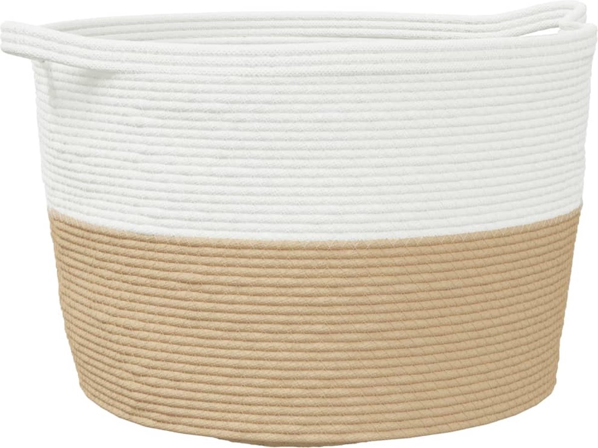 Goedkoopste vidaXL - Wasmand - Ø - 60x36 - cm - katoen - beige - en - wit