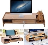 L'organisateur de bureau sert de rehausseur d'écran - Support Ordinateur en bois - Pour un travail ergonomique