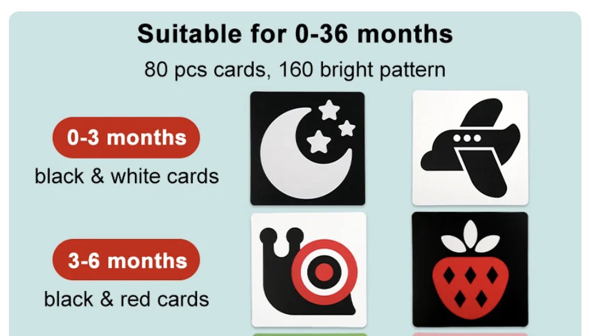 Jouet Bébé pour 0 3 Mois Carte Flash Blanc et Noir pour Tout-Petits/Bébé 6  12 36 Mois, 80 PCS Contraste Élevé Cartes de Contraste Conçues pour Jouets  de Bébé Nouveau-Né Cartes de