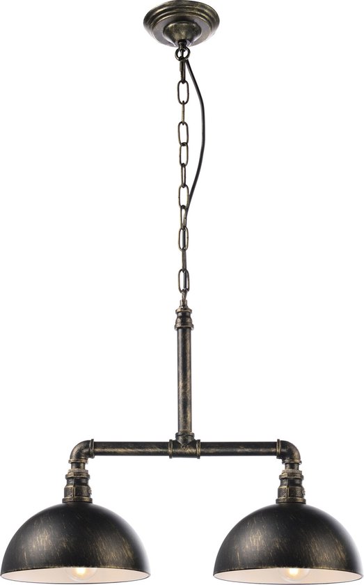 Industriële hanglamp zwart met brons “ Libra