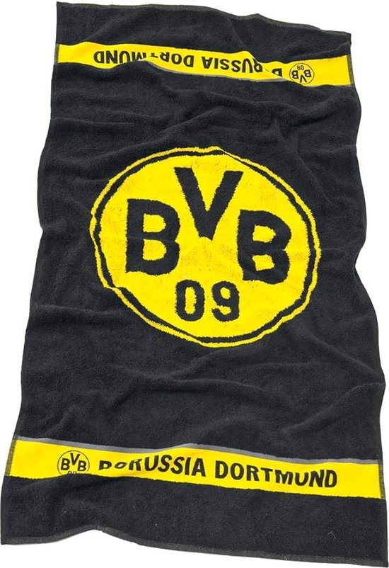 Serviette Borussia Dortmund BVB 50x100cm - Logo Rayuré Noir Et Jaune Pour Fans De Football
