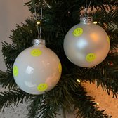 Boules de Noël Smiley - 2 pièces - 8 cm - The Neon Yellow Christmas Smiles