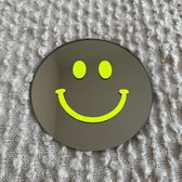 Neon Gele Smiley Spiegel - 20cm - Rond