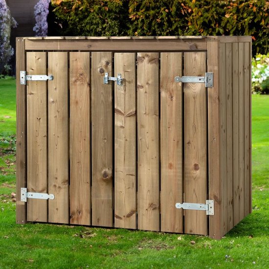 Cache-containers Andre - Conversion de Kliko double - Rangement de conteneurs - Armoire à conteneurs - Rangement de conteneurs pour 2 poubelles - woodselections