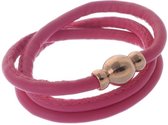 Behave - Roze wikkelarmband imitatieleer - Zomers casual - 54 cm