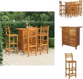 vidaXL Tuinbarset - Acaciahouten tafel en 4 barkrukken - 110 x 50 x 105 cm - Praktische schappen - Comfortabele zit - Tijdloos design - Waterbestendige hoes aanbevolen - Tuinset