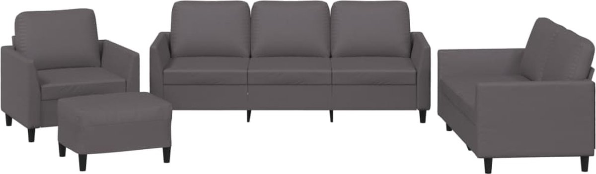 vidaXL - 4-delige - Loungeset - met - kussens - kunstleer - bruin