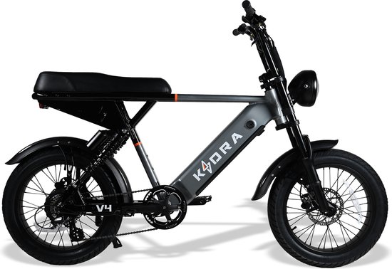 Elektrische fatbike Kadra V4 250W, dubbel geveerd, 2-persoons zadel, Kenda banden, 65-140 km actieradius