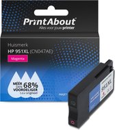PrintAbout huismerk Inktcartridge 951XL (CN047AE) Magenta Hoge capaciteit geschikt voor HP