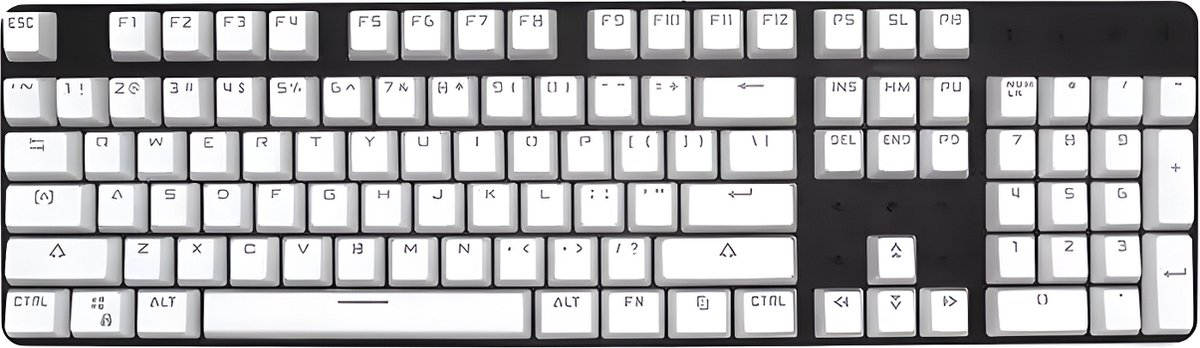 Elevanta® Witte Keycaps ABS - 106 Toetsen - Losse Keycaps voor Toetsenbord