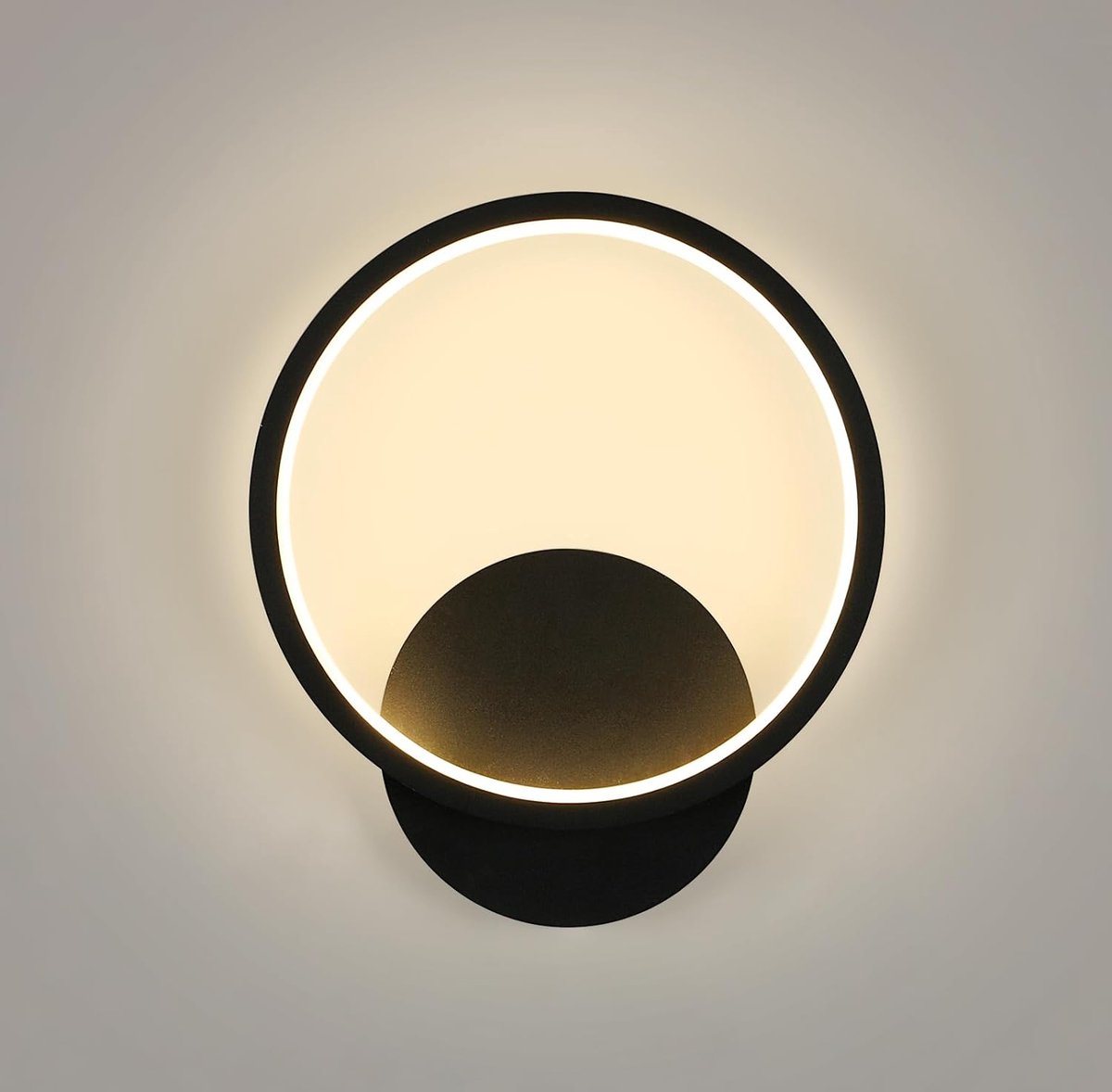 Rilimo Wandlamp Binnen Zwart - Muurlamp Wandlamp Industrieel Wandspot 1 ring rond