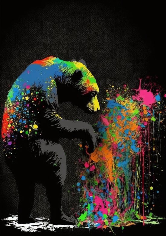 Banksy - peinture salon - toile de Banksy - art de Banksy - peinture d'ours - peintures de Banksy - 100 x 150 cm 18mm