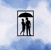 Djemzy - muurdecoratie woonkamer - wanddecoratie - hout - zwart - gay - Homo stel onder paraplu - groot - Valentijnscadeau - love - liefde - MDF 6 mm