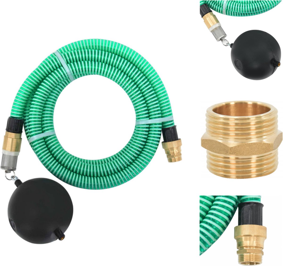 VidaXL Tuinslang Groen PVC 25mm x 3m Duurzaam Inclusief vlotterbal Tuinslang