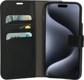Mobiparts hoesje geschikt voor Apple iPhone 15 Pro Max - Wallet/Boekhoesje - Eco Leer - Magneet Sluiting - Opberg vakken - Zwart