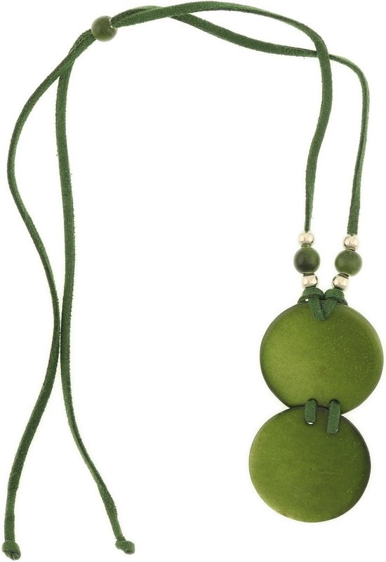 Behave Collier long femme vert avec pendentifs ronds 65 cm