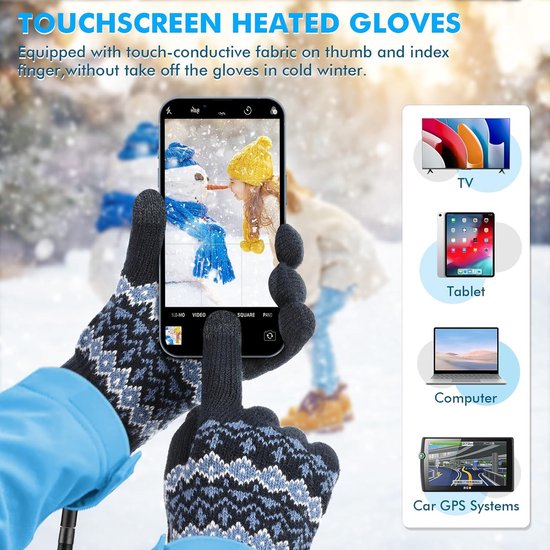 Gants Chauffants USB Homme/femme – 3 Niveaux De Chaleur (35-45°C) – écran Tactile, Antidérapants, Pour Vélo Et Ordinateur