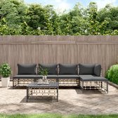 The Living Store Hoekbank Loungeset - antraciet - B72 x D72 x H66 - weerbestendig - stalen frame