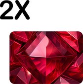 BWK Flexibele Placemat - Prachtige Rode Robijn - Ruby - Edelsteen - Set van 2 Placemats - 40x30 cm - PVC Doek - Afneembaar