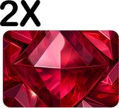 BWK Flexibele Placemat - Prachtige Rode Robijn - Ruby - Edelsteen - Set van 2 Placemats - 45x30 cm - PVC Doek - Afneembaar