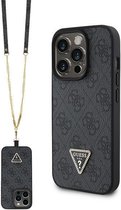 Guess 4G Triangle Crossbody Back Case - Geschikt voor Apple iPhone 15 Pro (6.1") - Zwart