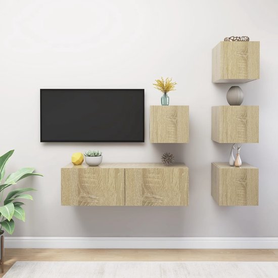 The Living Store Ensemble meuble TV Chêne Sonoma - 4x 30,5 x 30 x 30 cm + 1x 100 x 30 x 30 cm
