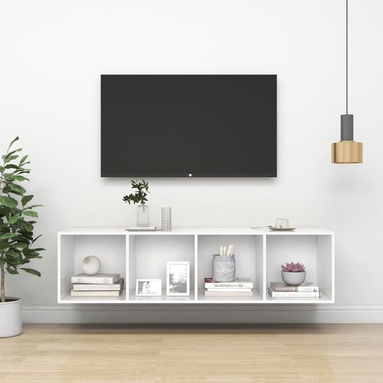 The Living Store Tv-wandmeubel - wit - 37 x 37 x 142.5 cm