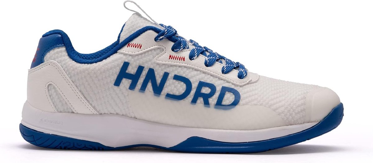 HUNDRED Xoom Pro non-marking professionele badmintonschoenen voor heren | Materiaal: kunstleer | Geschikt voor indoortennis, squash, tafeltennis, basketbal en padel (wit/blauw, EU 42, UK 8, US 9)