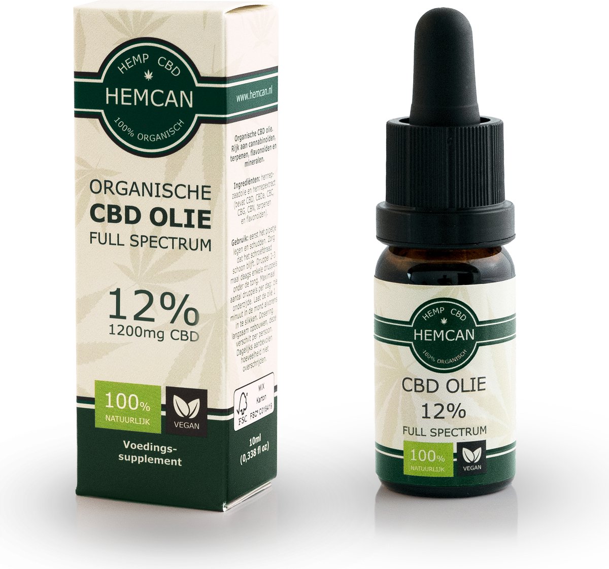 Goedkoopste Organische CBD Olie 12 - Full Spectrum - Vegan - 100 Natuurlijk