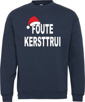 Kersttrui met muts en tekst Foute Kersttrui | Foute Kersttrui Dames Heren | Kerstcadeau | Kerstpakket | Navy | maat XS