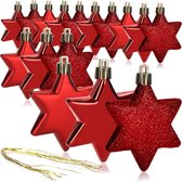 16x sterhangers - decoratieve kerstversiering - kerstboomversiering in stervorm - kerstster - kerstboomballen voor kerstversiering