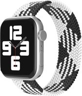 EP Goods - Bandje geschikt voor Apple Watch Series 1/2/3/4/5/6/SE/7/8 - 38/40/41mm - Nylon - Zonder sluiting - Wit/Zwart
