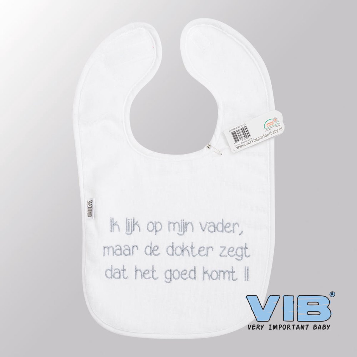 Goedkoopste VIB® - Slabbetje Luxe velours - Ik lijk op mijn vader maar ... (Wit) - Babykleertjes - Slabbetjes - zwangerschap aankondiging - baby aankondiging