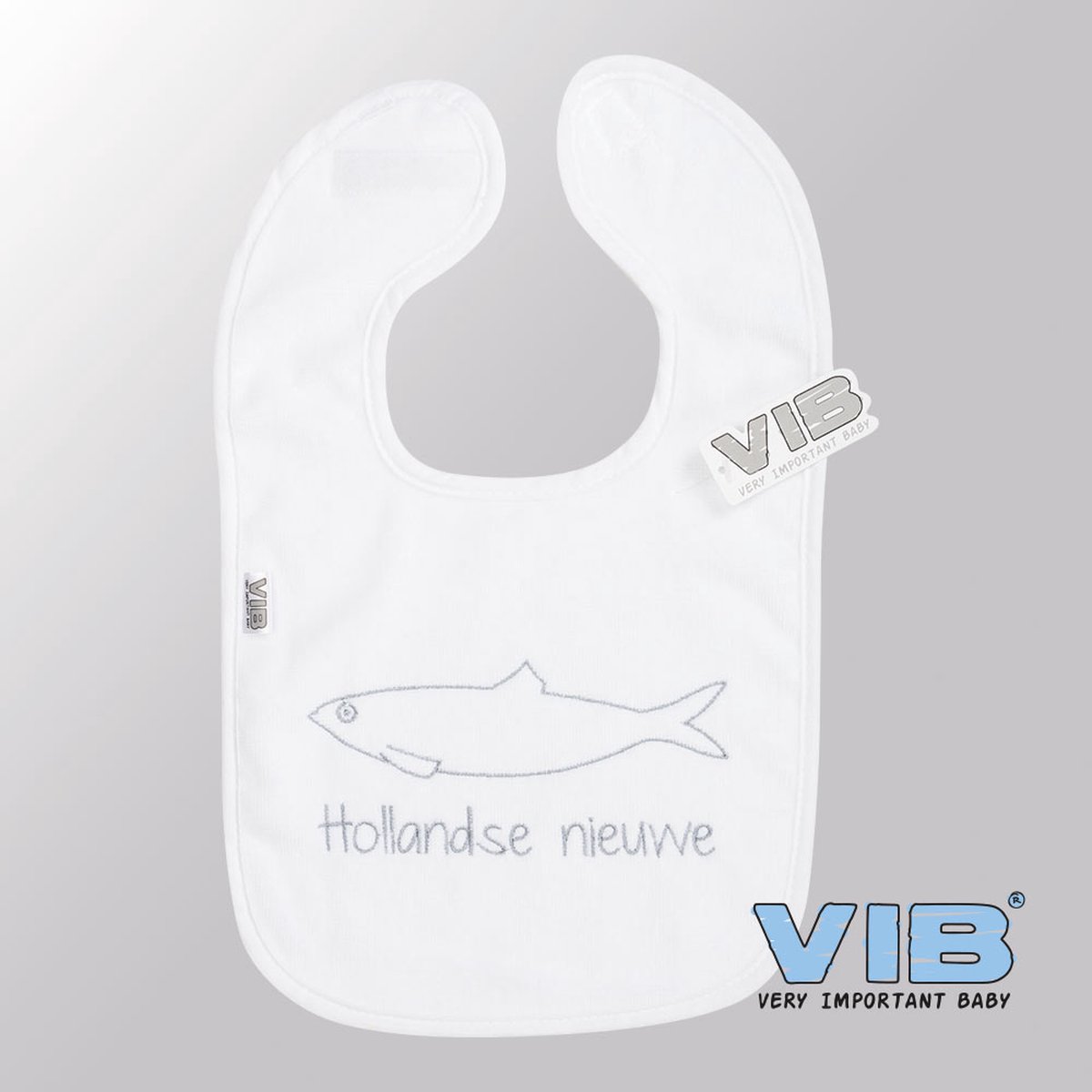 Goedkoopste VIB® - Slabbetje Luxe velours - Hollandse Nieuwe (Wit) - Babykleertjes - Slabbetjes - zwangerschap aankondiging - baby aankondiging