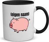 Akyol - varken met eigen naam koffiemok - theemok - zwart - Varken - boeren/varken liefhebbers - mok met eigen naam - iemand die houdt van varkens - verjaardag - cadeau - kado - geschenk - 350 ML inhoud