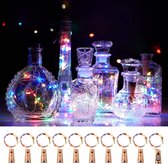 10 stuks LED-fles licht, 20 LED's 2M Fairy Light Koperdraad Wijnfles Lichten met Cork Stemming Lichten Koord Licht voor Fles DIY Romantische Decoratie Kerst Bruiloft Tuin (Kleurrijk)