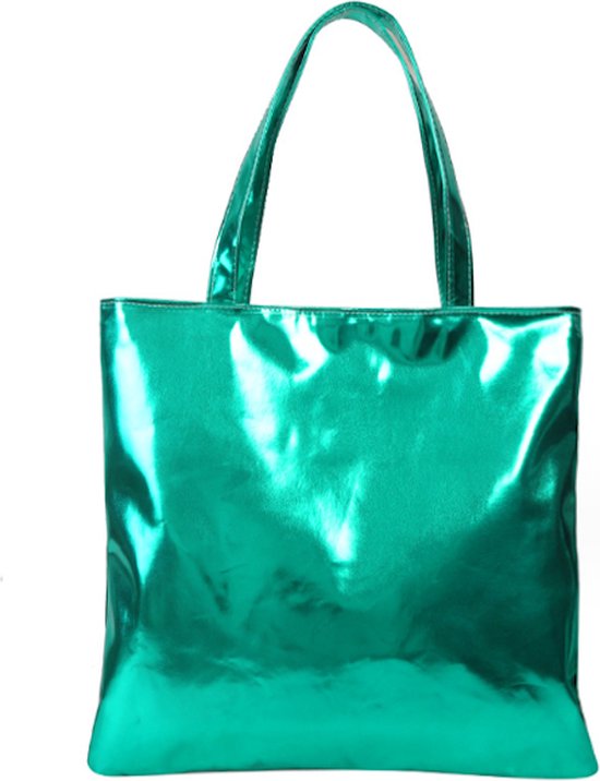 Metallic Shopper - Groen | 38 x 36,5 cm | Tote Bag / Schoudertas | Fashion Favorite