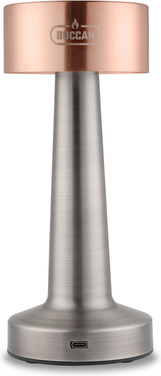 Buccan – Dumbbell tafellamp – Rosegoud en zilver – 3 lichtstanden en touchpanel