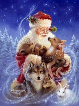 Diamond painting kerstman wolf en hert 30x40cm vierkante steentjes