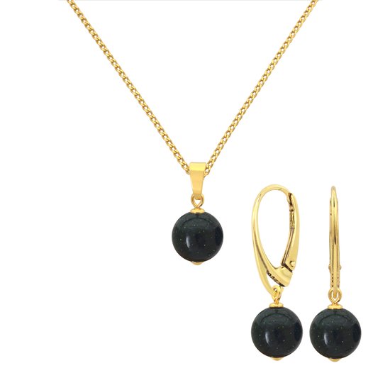 ARLIZI 2085 Sieraden set groene goudsteen hanger - verguld