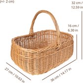 Creative Home Grand panier en osier avec poignée 36 x 26 x 31 cm léger | pour la Décoration de stockage de Plantes de pique-nique | Tissés à la main