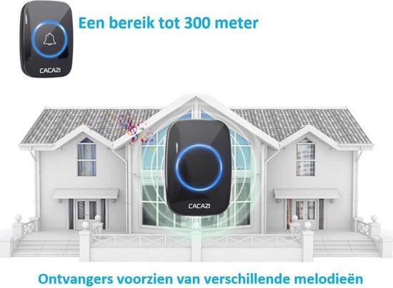 Geen Batterijen Nodig] Draadloze Deurbel, Waterdichte Elektronische Deurbelkit Met 2 Plug In Ontvangers~p135008392