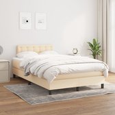 The Living Store Boxspringbed - Pocketvering - 120 x 200 cm - Crème - Verstelbaar hoofdbord