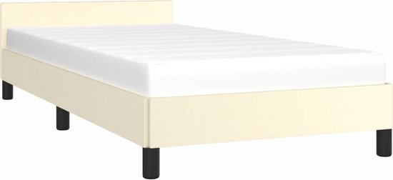 The Living Store Bedframe Kunstleer - 203x103x50 cm - Crème - Montagehandleiding inbegrepen