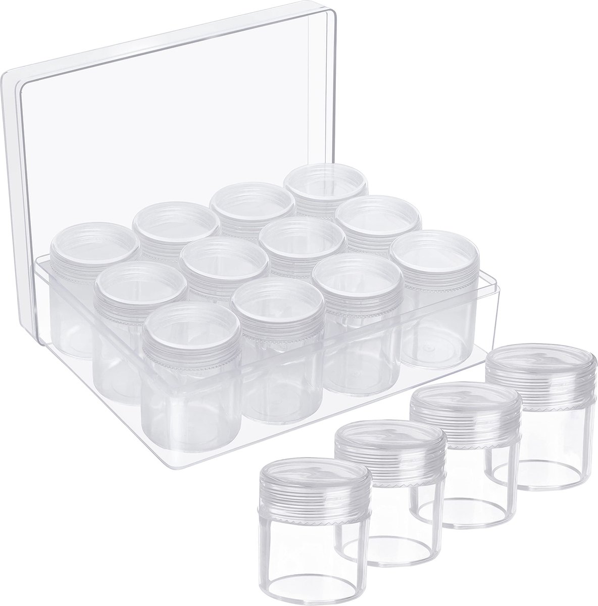 12 Pièces Petites Boîte de Rangement Plastique Transparent avec Couvercle à  Charnière pour Collecte de Petits Objets, Perles, Bijoux, Livré avec une  Boîte Rectangulaire pour Ranger les Petites Boîtes : : Cuisine